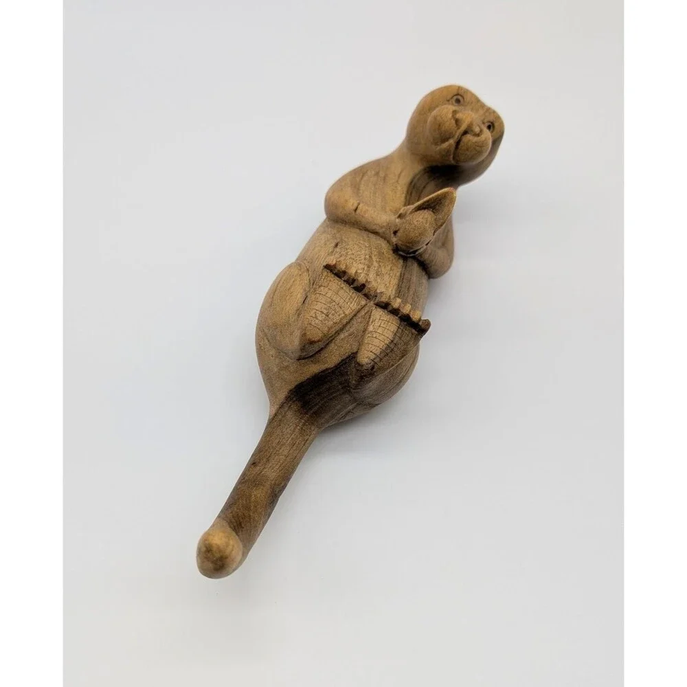 Hand Carved Wooden Sea River Otter Light Wood Figure Figurine Folk Art
